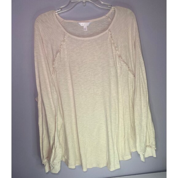 Lauren Conrad XXL Cream Long Sleeve Ruffled Women's Top - Picture 2 of 6